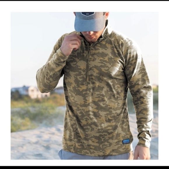 Fishhippie Cedar Island Camo Quarter Zip Pullover Size Small - Picture 3 of 11